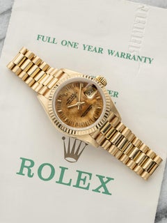 Vintage 1986 Rolex Lady Datejust 69178 18K YG Birch Wood Dial Auto 26mm