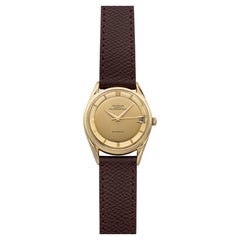 Vintage 1960s Universal Geneve Polerouter Date 18K YG Bullseye Dial Auto 33mm