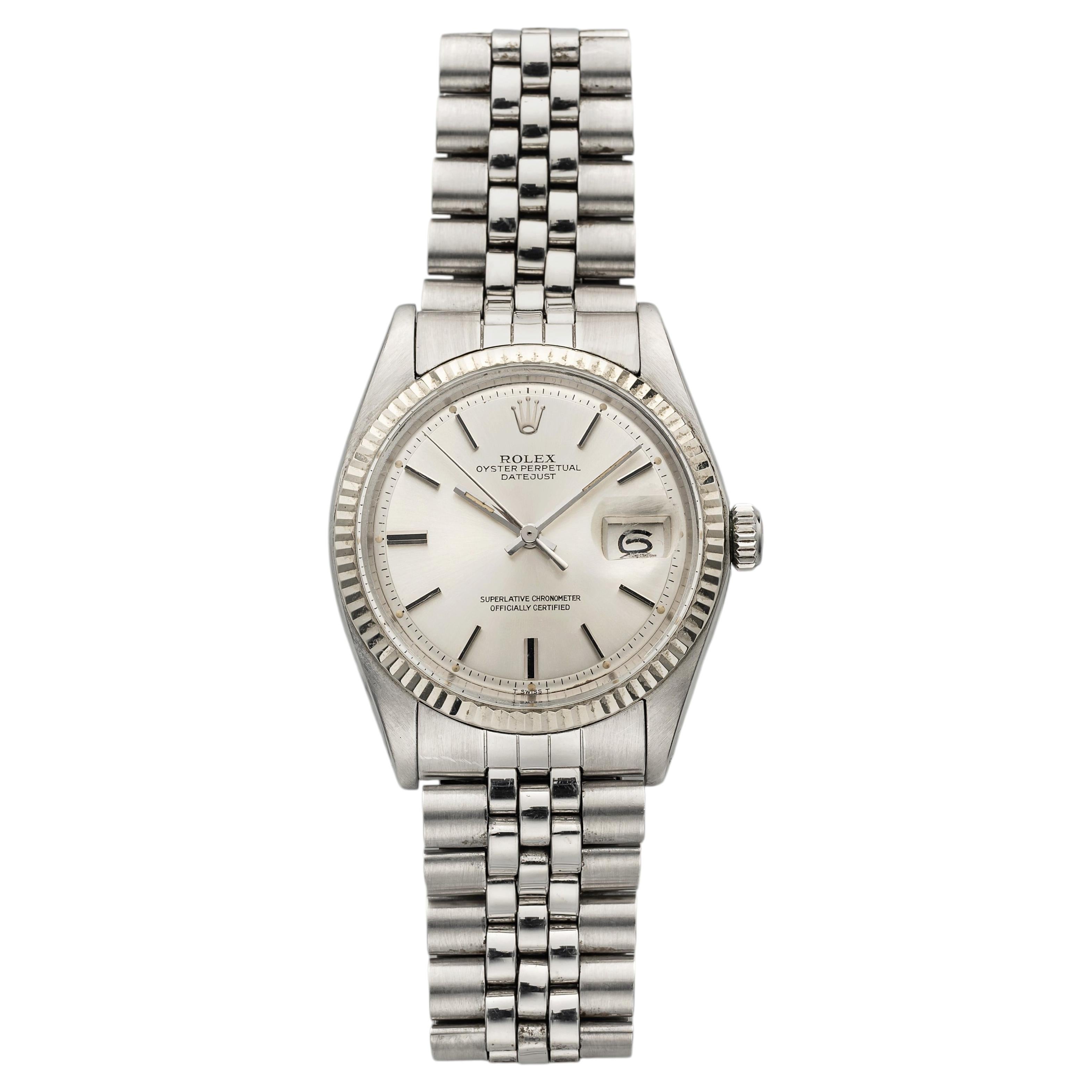 Rolex Datejust 1601 de 1972, acero, bisel en oro blanco de 18 quilates, esfera plateada, automático, 36 mm