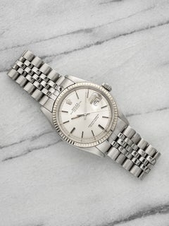 Vintage 1972 Rolex Datejust 1601 Steel 18K WG Bezel Silver Dial Auto 36mm