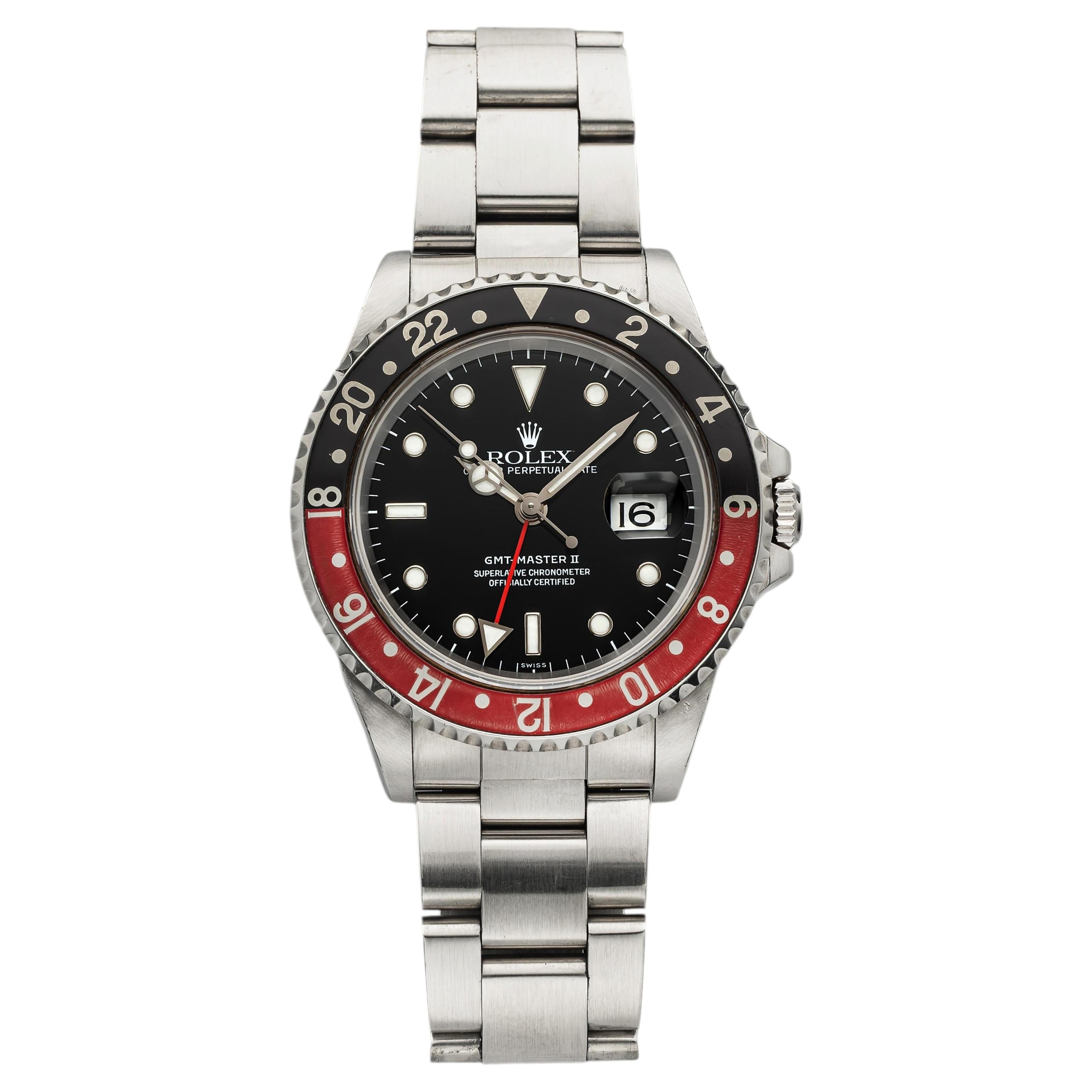 Rolex GMT-Master II 16710 vintage de 1997, acier, lunette « Coke », cadran noir, mouvement automatique, 40 mm