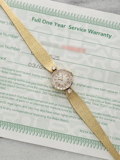 Vintage 1950s Rolex Lady Orchid 3523 Dress 14K YG White Dial Manual 15mm