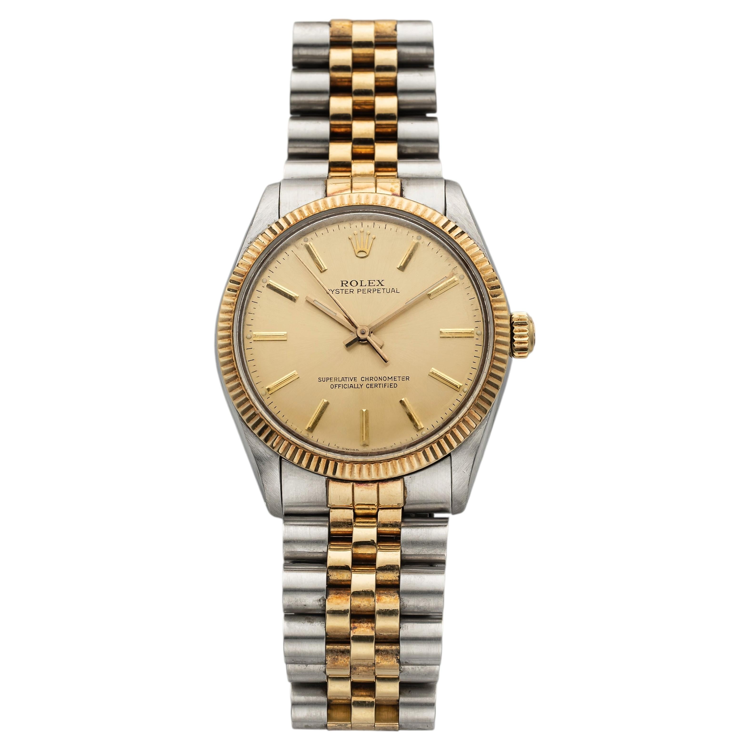 Vintage 1988 Rolex Oyster Perpetual 1005 Two-Tone Champagne Dial Auto 34mm