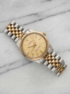 Rolex Oyster Perpetual 1005 vintage de 1988, bicolore, cadran champagne, automatique, 34 mm