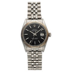 Vintage 1970 Rolex Datejust 1601 Stainless Steel Matte Black Dial Auto 36mm
