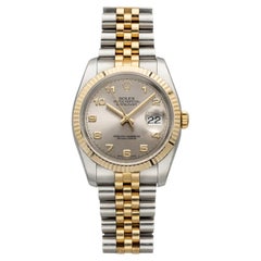 Rolex Datejust 116233 de 2005, bicolore, cadran gris à chiffres arabes, automatique, 36 mm