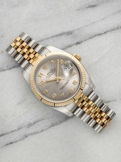 Rolex Datejust 116233 de 2005, bicolore, cadran gris à chiffres arabes, automatique, 36 mm