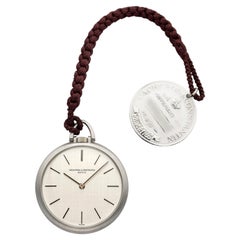 Vintage 1960s Vacheron Constantin Pocket Watch 18K WG Silver Linen Manual 33mm