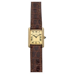 Vintage 1970s Cartier Must de Tank Vermeil Lemon Roman Dial Manual 23mm