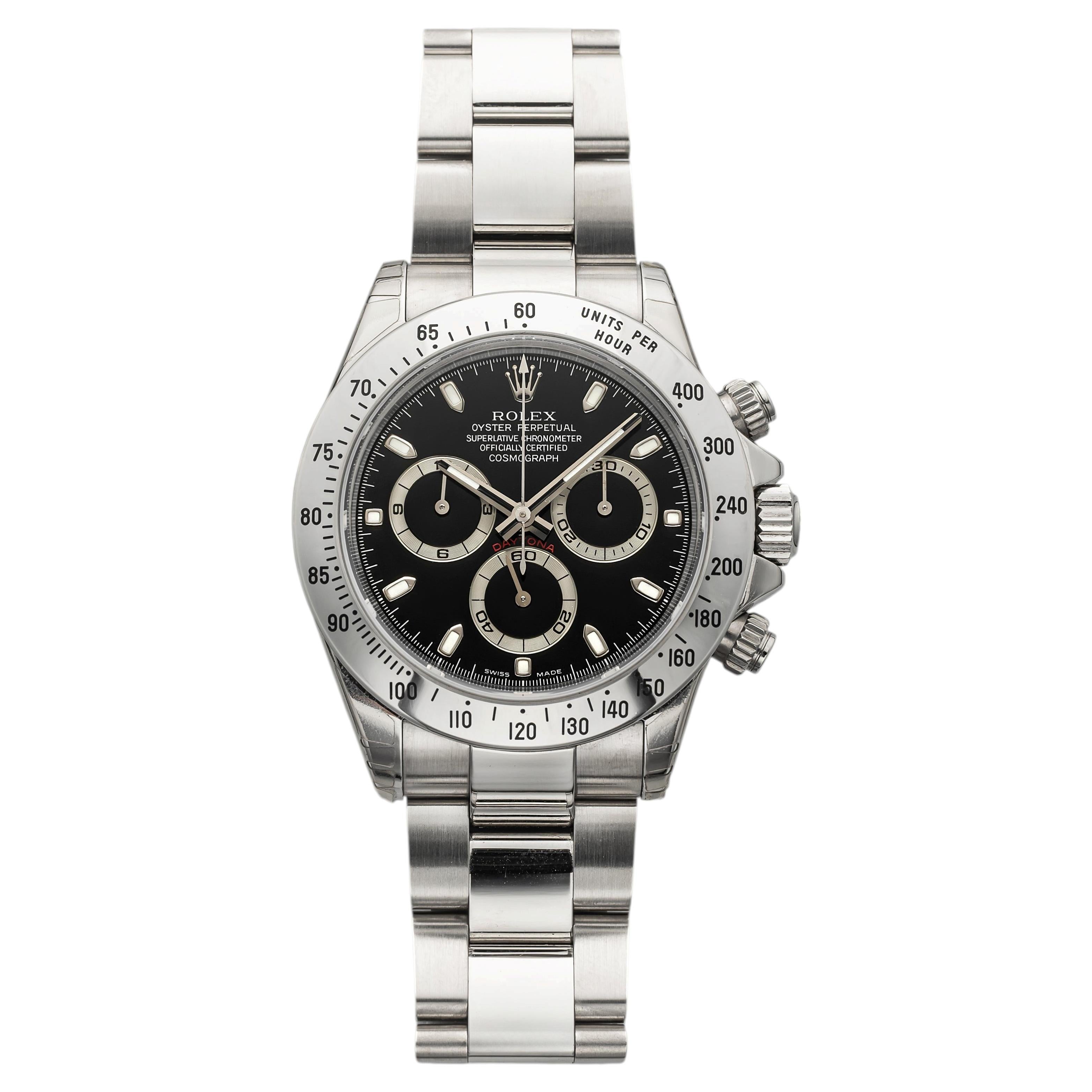 2004 Rolex Daytona 116520 Stainless Steel Black Dial Automatic 40mm For Sale