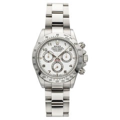 Rolex Daytona 116520 de 2002, acier inoxydable, cadran blanc à chiffres arabes, mouvement automatique, 40 mm