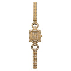 Vintage 1990s Vacheron Constantin Lady 18K Yellow Gold Diamond Pave Quartz 20mm