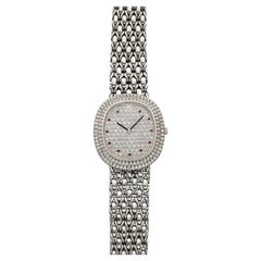 Vintage 1990s Audemars Piguet Dress 56478 18K WG Diamond Ruby Dial Manual 30mm