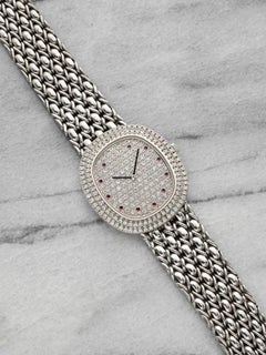 Vintage 1990s Audemars Piguet Dress 56478 18K WG Diamond Ruby Dial Manual 30mm