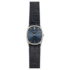 Vintage 1970s Patek Philippe Ellipse 3546 18K WG Blue-Grey Dial Manual 27mm