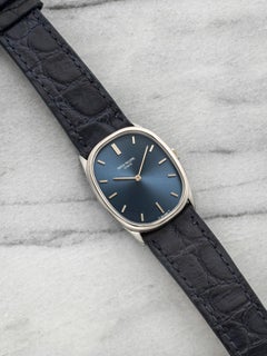 Vintage 1970s Patek Philippe Ellipse 3546 18K WG Blue-Grey Dial Manual 27mm