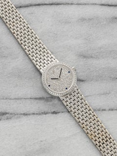 Vintage 1995 Audemars Piguet Lady 18K WG Pave Diamond & Sapphire Quartz 23mm