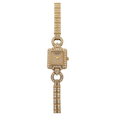 Vintage 1990s Vacheron Constantin Lady 18K Yellow Gold Diamond Pave Quartz 20mm