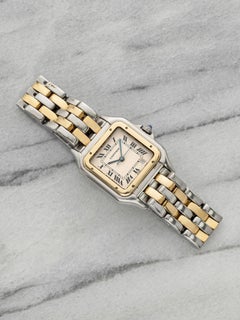 Vintage 1990s Cartier Panthere 183949 Two-Tone Cream Roman Dial Quartz 27mm