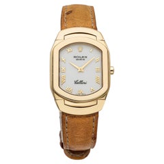 Vintage 1999 Rolex Lady Cellini 6631 18K YG White Roman Dial Quartz 24.5mm