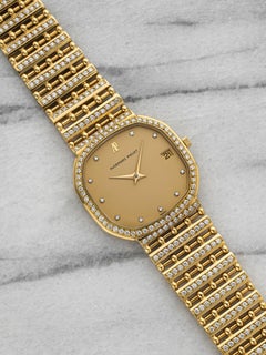 Vintage 1980s Audemars Piguet 56059BA 18K YG Diamond Bullet Bracelet Quartz 32mm