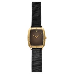Rolex Cellini 4087 vintage des années 1970, en or jaune 18 carats, cadran marron à vignettes, remontage manuel, 28 mm