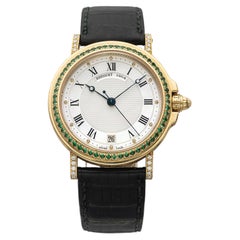 Vintage 1990s Breguet Marine 4081A 18K YG Emerald Diamond MoP Dial Auto 35mm