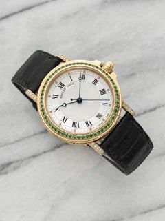 Vintage 1990s Breguet Marine 4081A 18K YG Emerald Diamond MoP Dial Auto 35mm