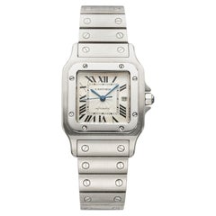 Vintage 1990s Cartier Santos 2319 Stainless Steel Guilloche Dial Automatic 29mm