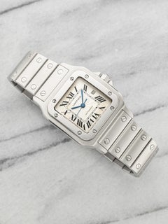 Vintage 1990s Cartier Santos 2319 Stainless Steel Guilloche Dial Automatic 29mm