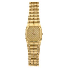 Vintage 1980s Audemars Piguet Bamboo 2508 18K YG Diamond Pave Dial Quartz 27mm
