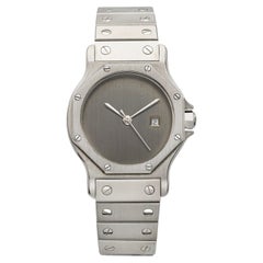 Vintage 1980s Cartier Santos Octagon 2965 Steel Grey Ghost Dial Auto 30mm