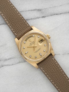 Vintage 1984 Rolex Day-Date 18038 18K YG Champagne Diamond Dial Auto 36mm