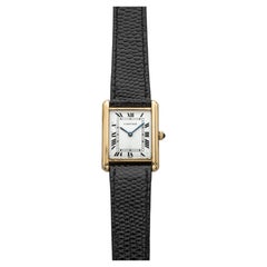 Vintage 1970s Cartier Tank Louis 78086 18K YG White Roman Dial Manual 23mm
