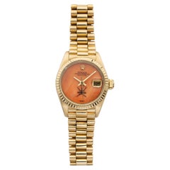 Vintage 1982 Rolex Lady Datejust 6917 18K YG Coral Khanjar Stamp Dial Auto 26mm