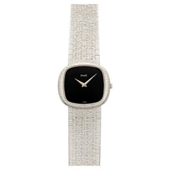 Vintage 1970s Piaget Integrated 9453 A6 18K WG Onyx Stone Dial Manual 27mm