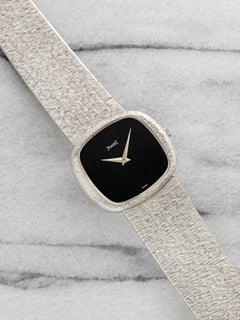 Vintage 1970s Piaget Integrated 9453 A6 18K WG Onyx Stone Dial Manual 27mm