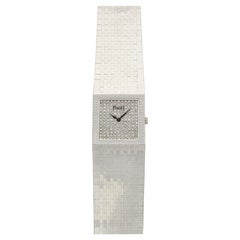 Vintage 1970s Piaget Lady 9131 18K White Gold Diamond Pave Dial Manual 25mm