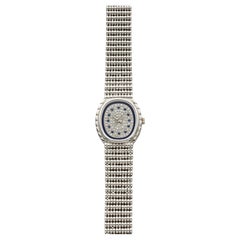 Vintage 1980s Audemars Piguet Ladies 18K WG Lapis Diamond Sapphire Dial 20mm
