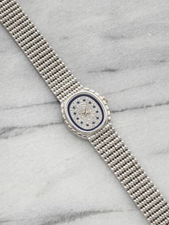 Vintage 1980s Audemars Piguet Ladies 18K WG Lapis Diamond Sapphire Dial 20mm