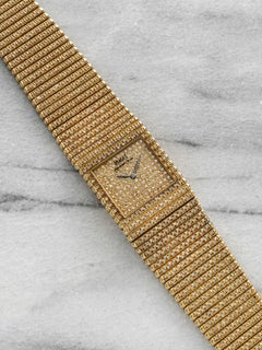 Vintage 1970s Piaget Emperador 7131 C 515 18K YG Diamond Pave Dial Quartz 25mm
