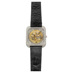 Vintage 1970s Vacheron Constantin Carree Skeleton 33514 TT 18K Gold Diamond 31mm