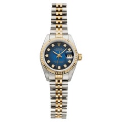 Vintage 1985 Rolex Lady Datejust 69173 Two-Tone Blue Vignette Diamond Auto 26mm