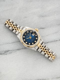 Vintage 1985 Rolex Lady Datejust 69173 Two-Tone Blue Vignette Diamond Auto 26mm