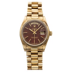 Vintage 1979 Rolex Day-Date 18038 18K YG Red Oxblood Stella Dial Auto 36mm