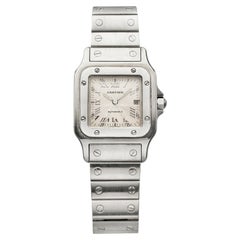 Vintage 1990s Cartier Santos 2319 Stainless Steel Guilloche Dial Automatic 29 mm