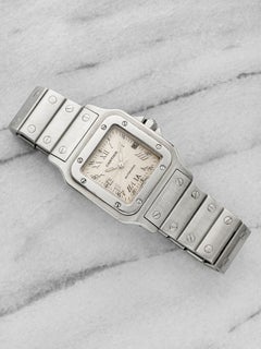 Vintage 1990s Cartier Santos 2319 Stainless Steel Guilloche Dial Automatic 29 mm