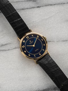 Vintage 1976 Rolex Cellini 5112 18K YG Blue Boiler Gauge Dial Manual 32mm