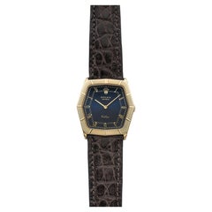 Vintage 1981 Rolex Cellini 4170 18K Yellow Gold Blue Sunburst Dial Manual 31mm