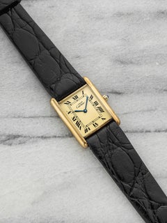 Vintage 1970s Lady Must de Cartier 681006 Vermeil Lemon Roman Dial Quartz 23mm